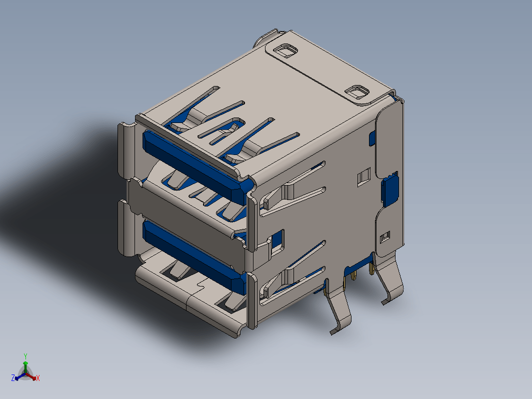 USB 3.0 连接器 A 型母头，双头，直角