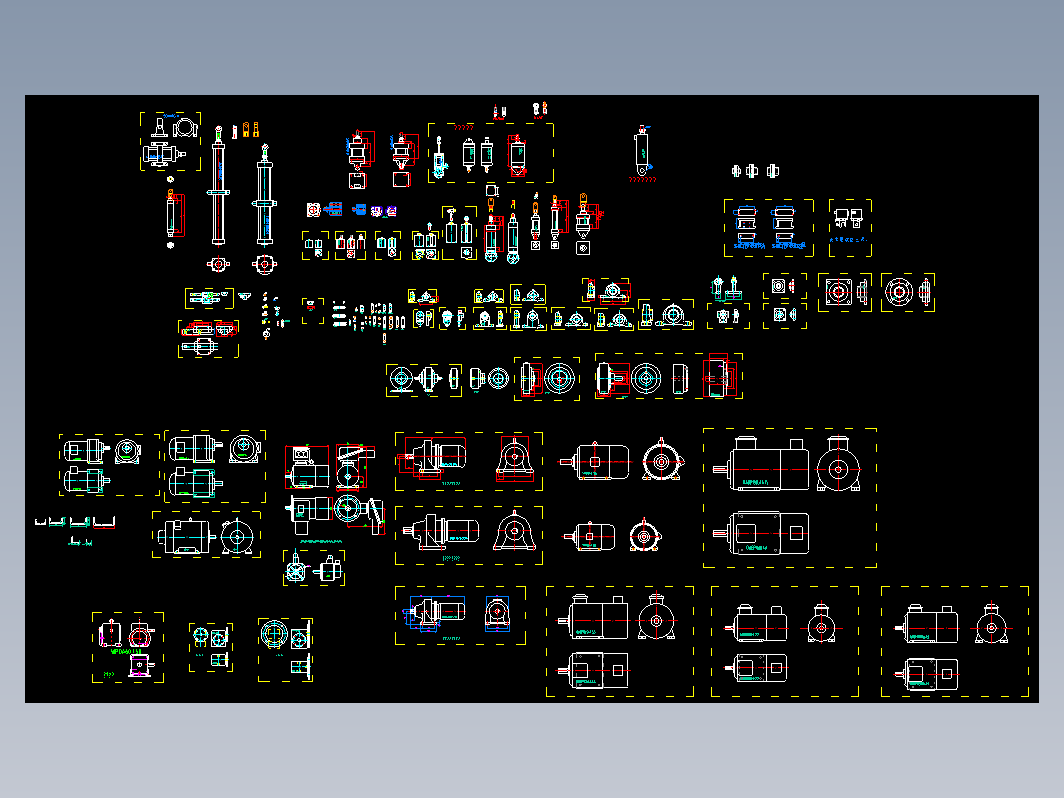 电机、气缸、联轴器、丝杆等各种机械组件CAD图