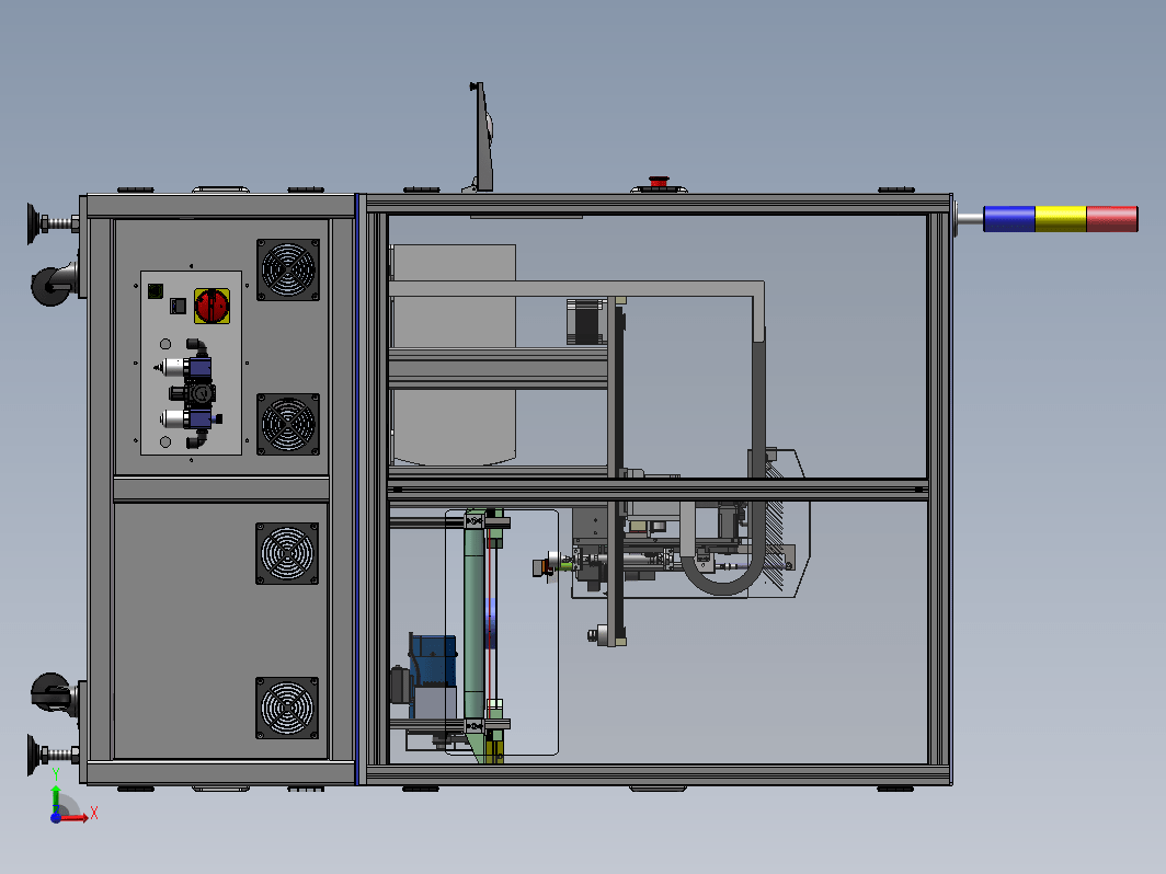 皮带来料+拍照对位扫码三轴模组带动吸头吸附贴标机3D+工程图+清单BOM