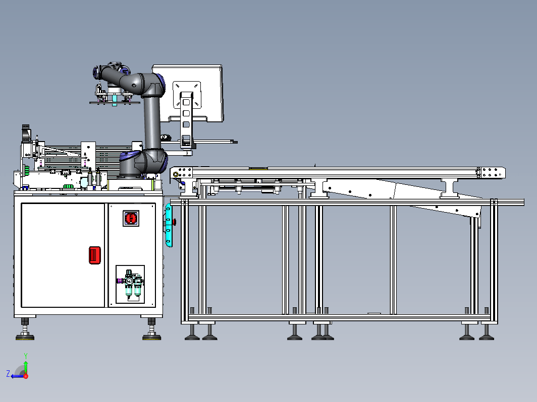 组装治具装载机，含UR机械手，供料仓，轨道，供料仓等