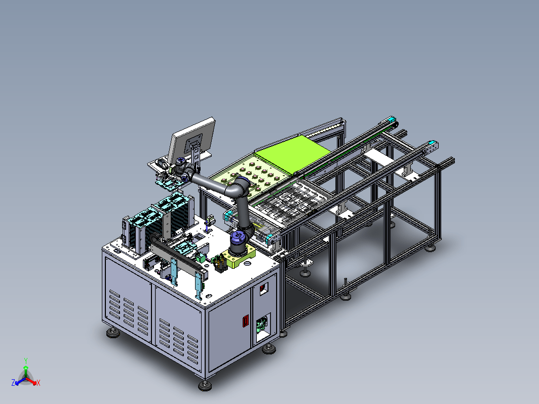 组装治具装载机，含UR机械手，供料仓，轨道，供料仓等
