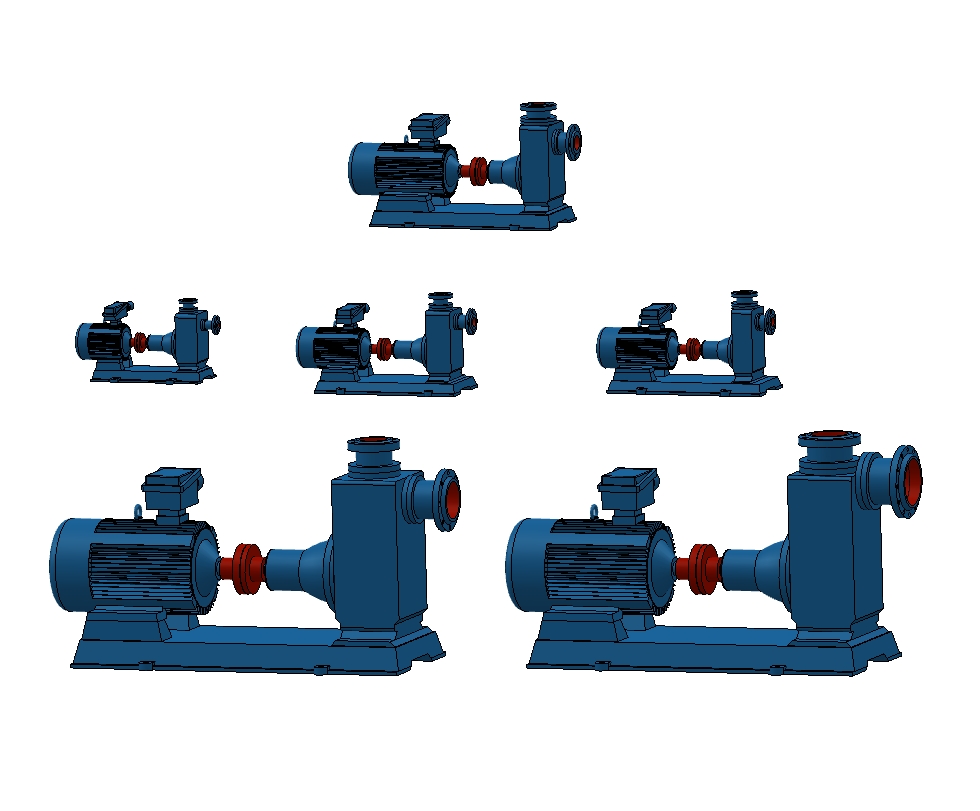 7款CYZ-A系列自吸泵模型图三维SW2013带参