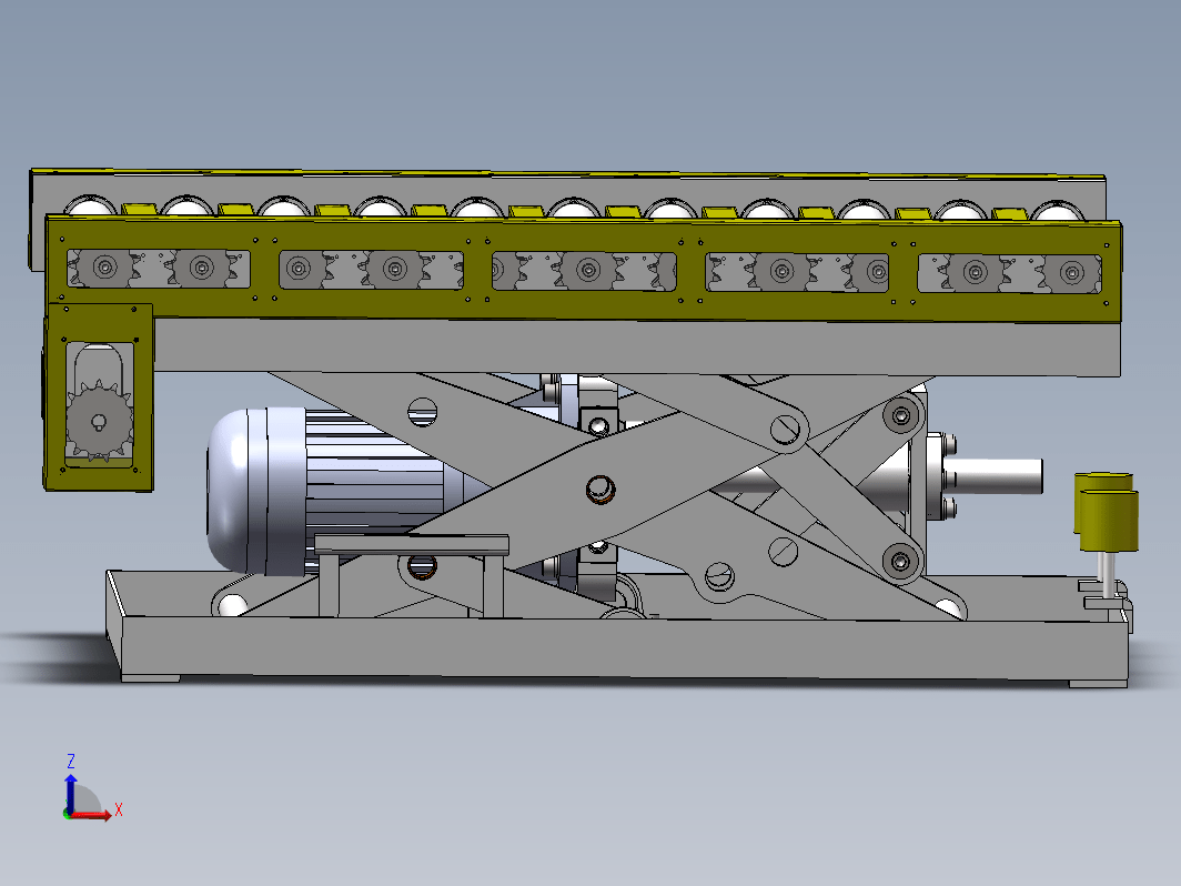 剪刀式升降输送机构3D图纸sw模型丝杆电机驱动