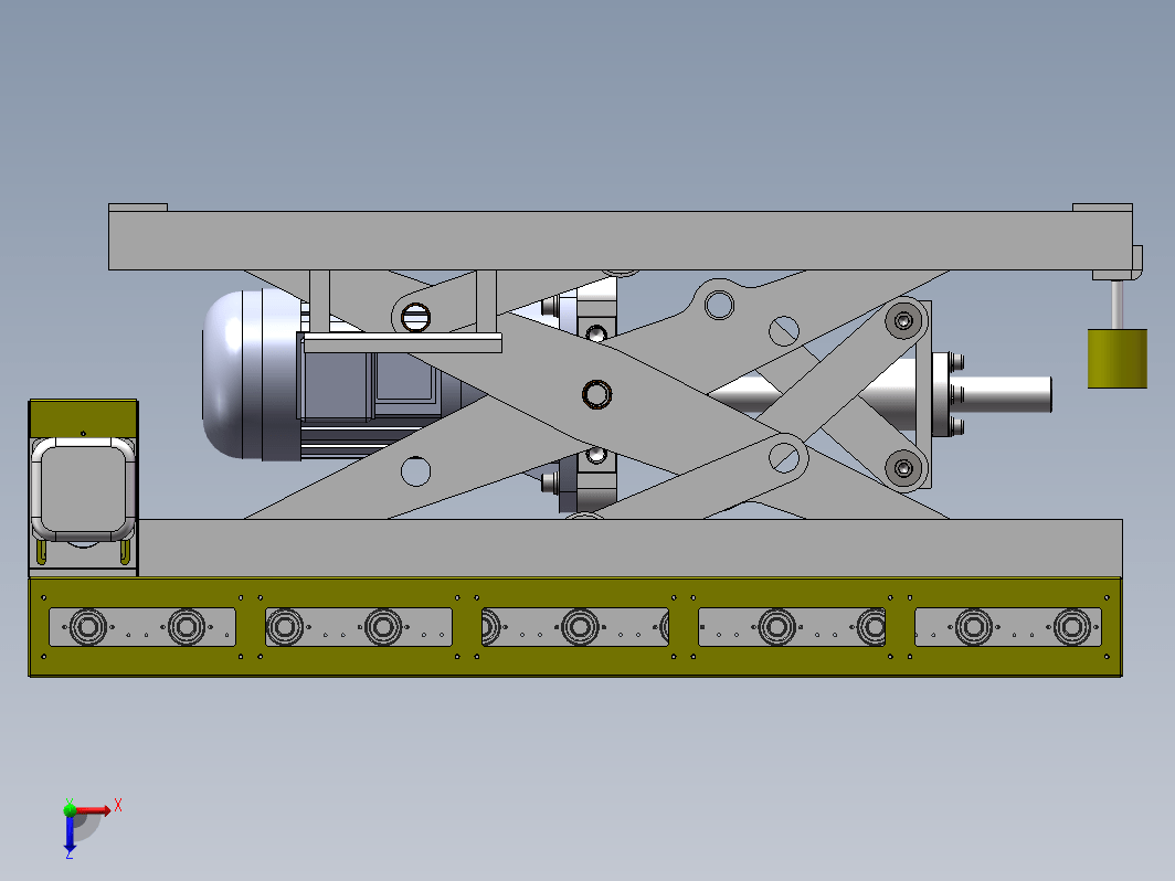 剪刀式升降输送机构3D图纸sw模型丝杆电机驱动