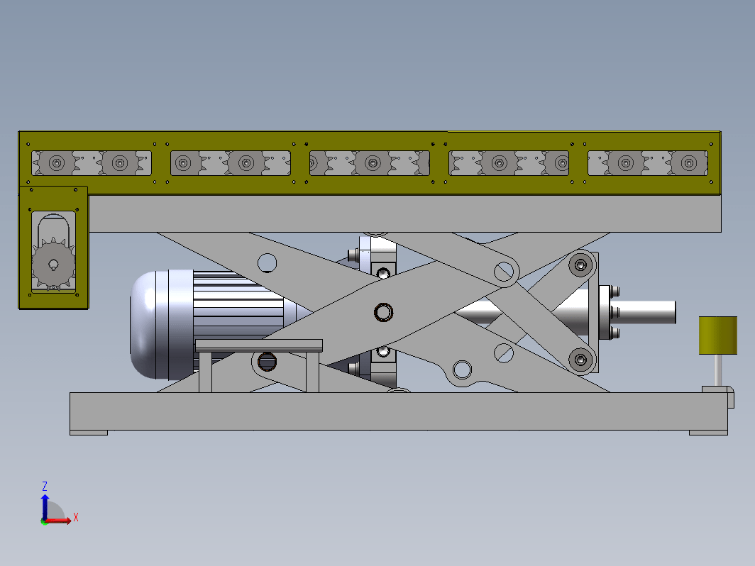 剪刀式升降输送机构3D图纸sw模型丝杆电机驱动