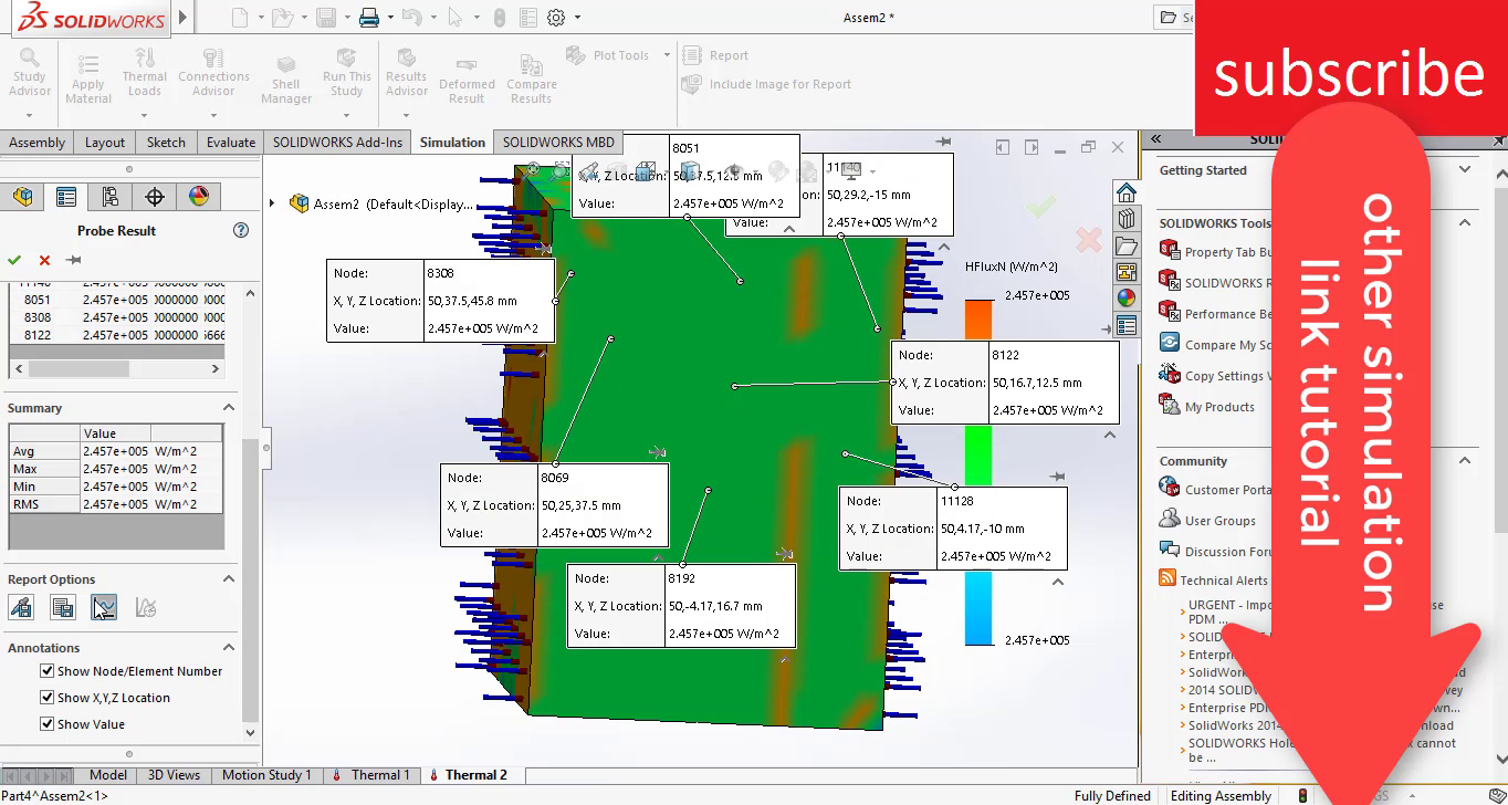 solidworks 中的一维热传导模拟