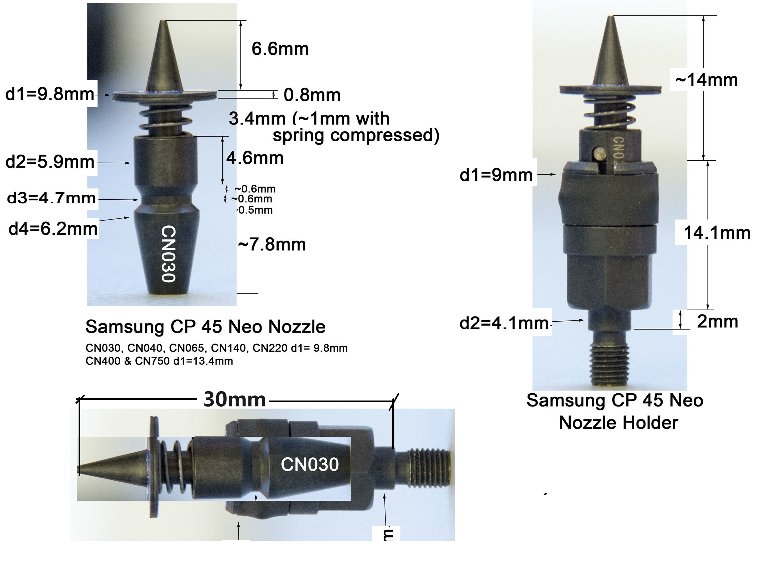 PnP 喷嘴和支架 Samsung Neo CP45 4mm + CN030 喷嘴