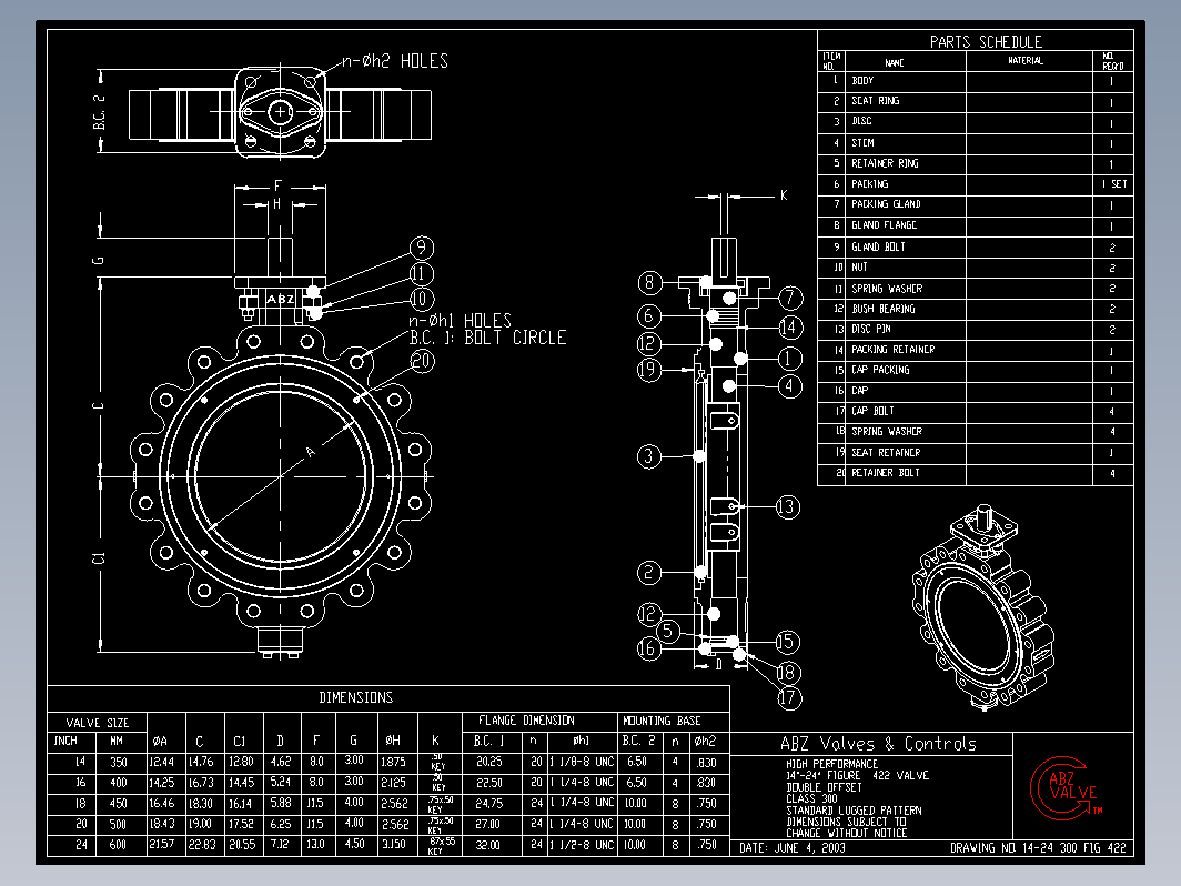 蝶阀 14-24 300 FIG 422