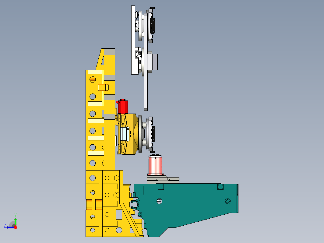 卧式加工中心，63×63台面，BT50主轴配置。双螺旋排屑器