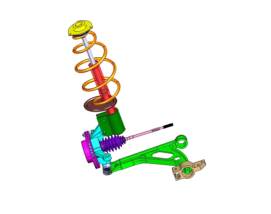 设计-基于CATIAV5的麦佛逊式前悬架设计三维CatiaV5R20带参+CAD+说明书