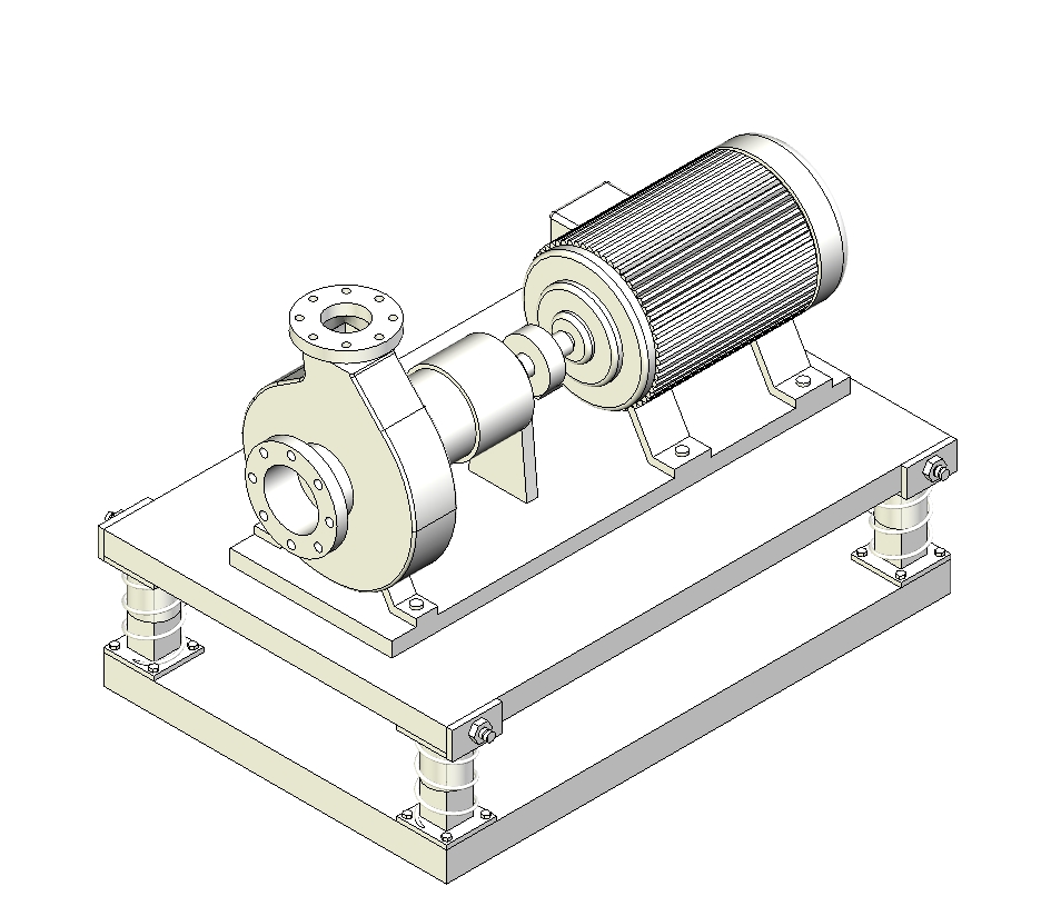 水泵及隔振装置三维三维Step无参