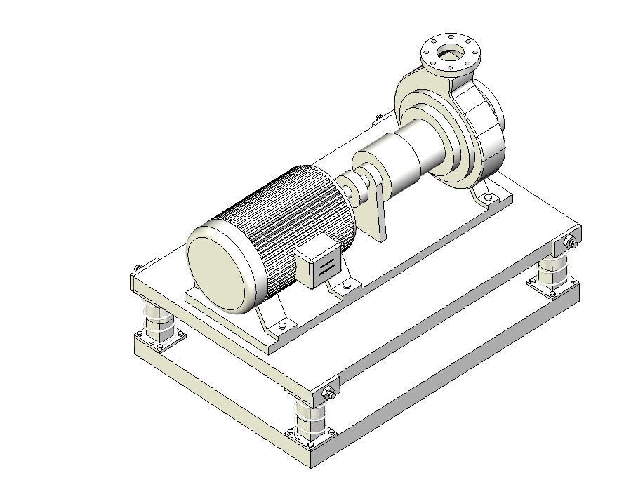 水泵及隔振装置三维三维Step无参
