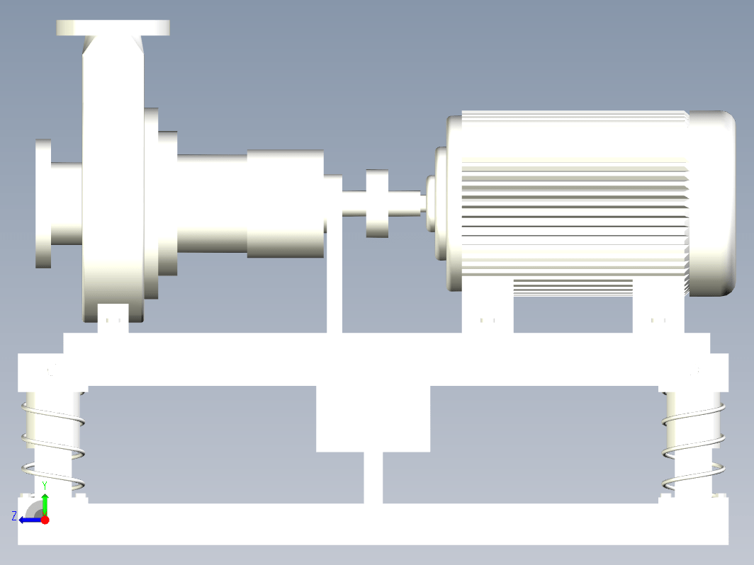 水泵及隔振装置三维三维Step无参