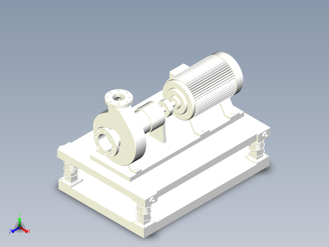 水泵及隔振装置三维三维Step无参