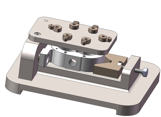 齿轮泵体--钻孔M8夹具设计三维SW2018带参+CAD+说明书缩略图