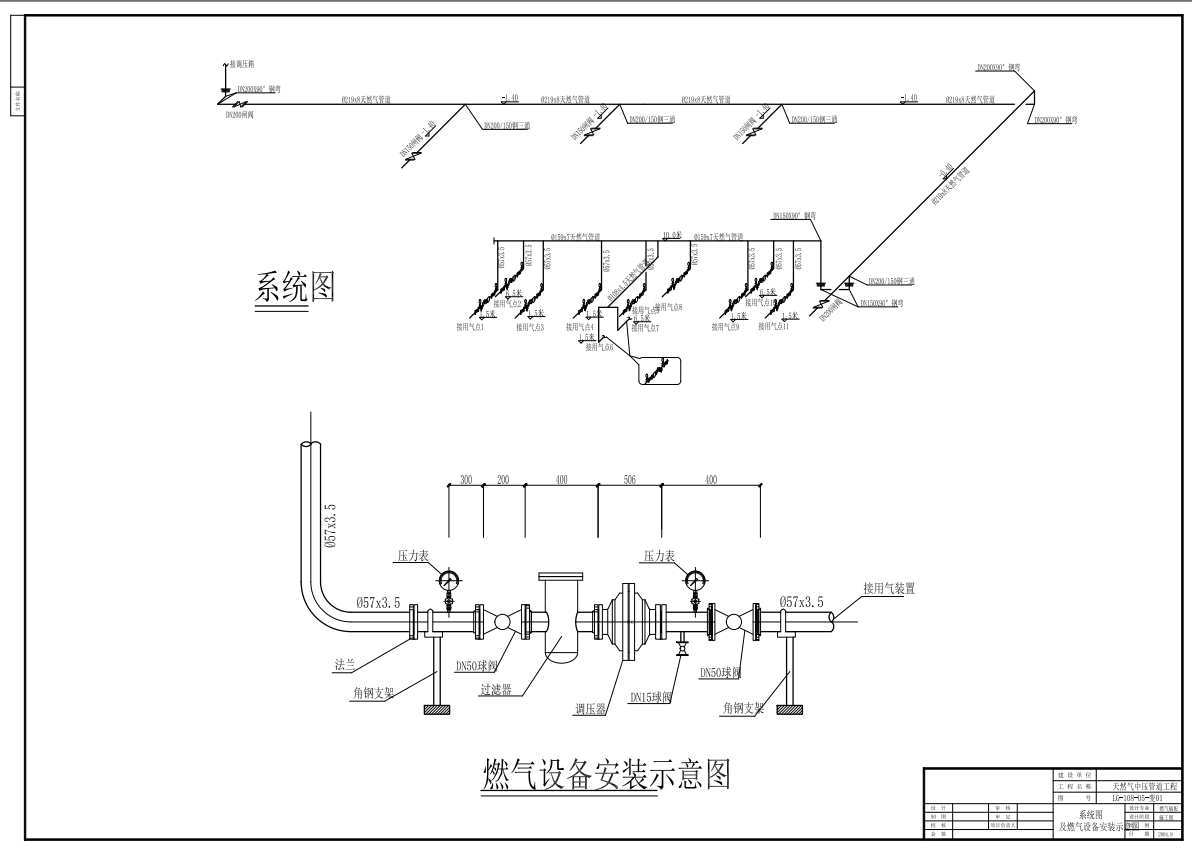 天燃气系统布置及燃气安装示意图