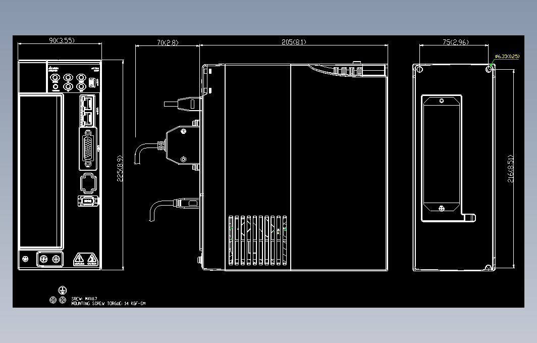 伺服电机ASD-B3-2023- F图纸