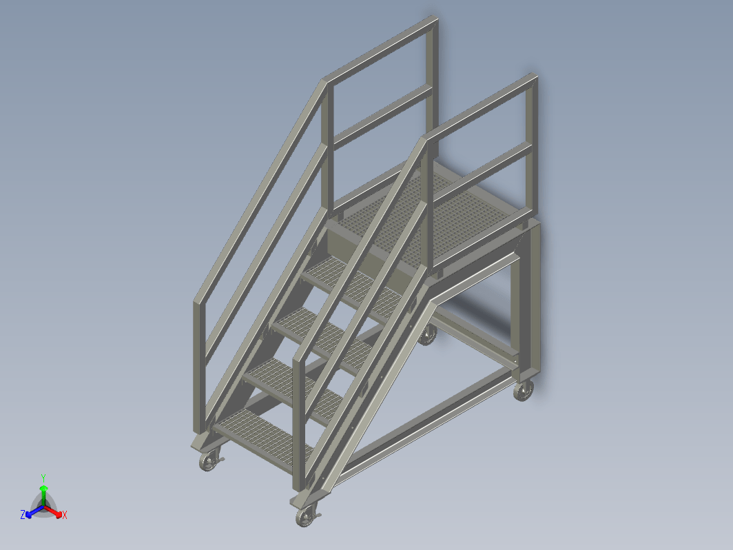钢格栅平台维修通道三维Step无参