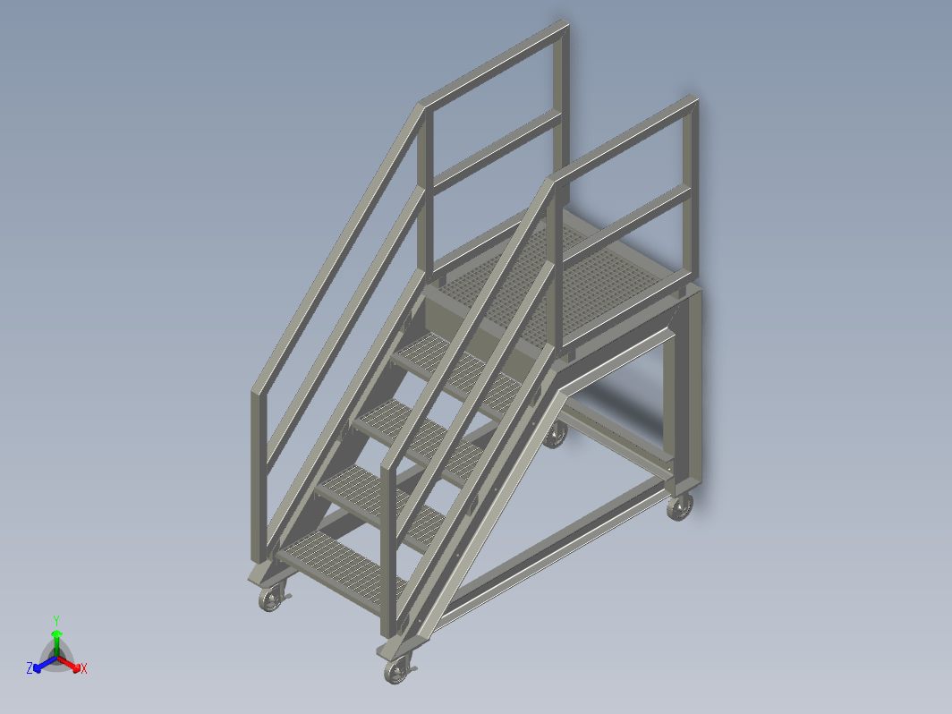 钢格栅平台维修通道三维Step无参