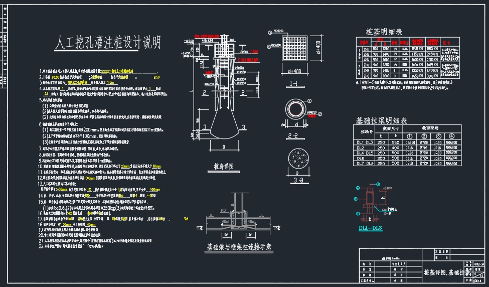 人工挖孔灌注桩基础施工图