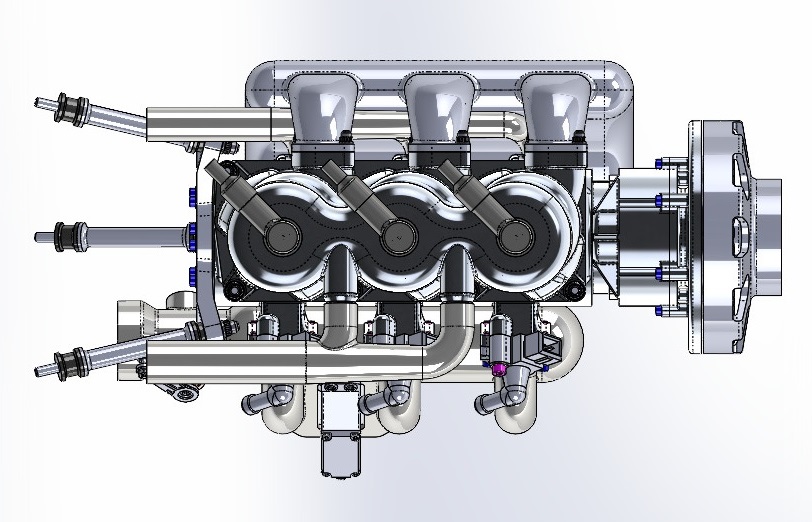 无人机3缸101cc 2冲程发动机 UAV Engine