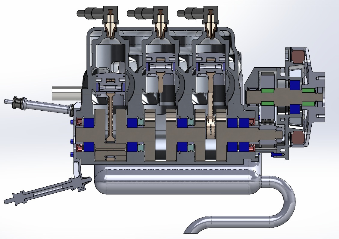 无人机3缸101cc 2冲程发动机 UAV Engine