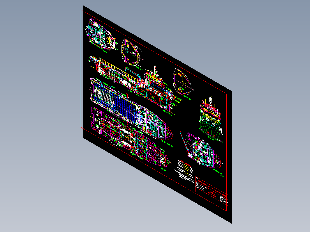 69.9m拖轮CAD设计图纸 dwg格式