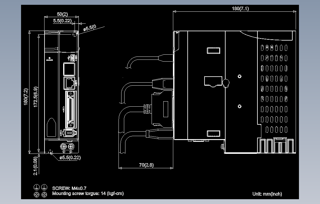 伺服电机ASD-A3-0721- L图纸