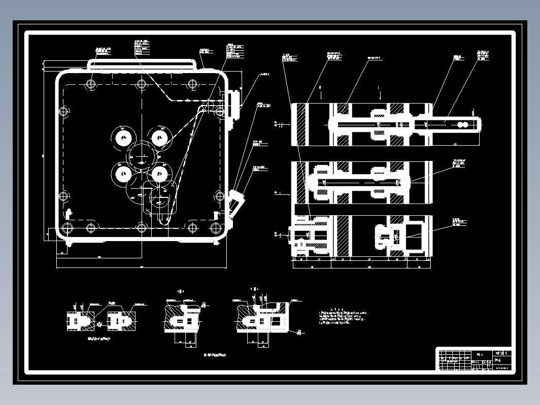 组合机床设计（多轴箱，工序图，等）CAD+说明书