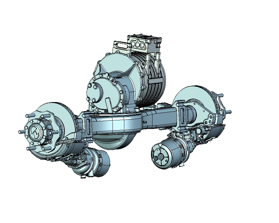 盘式制动器电驱动后桥模型三维UG12.0无参