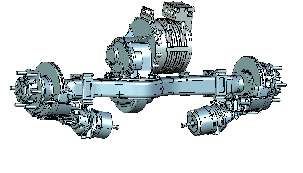 盘式制动器电驱动后桥模型三维UG12.0无参