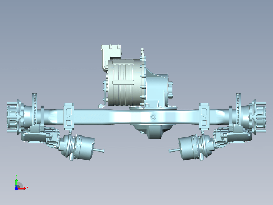 盘式制动器电驱动后桥模型三维UG12.0无参