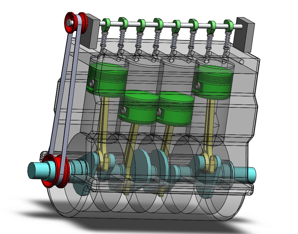 四缸发动机演示结构 4-cylinder-engine