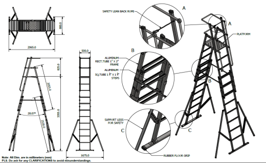 可调节人字梯 safety adjustable