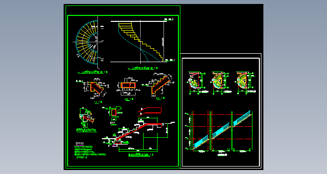 中式旋转楼梯建筑及结构图纸