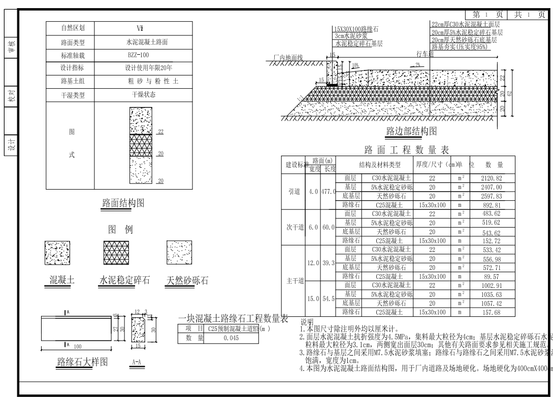 水泥混凝土路面结构设计图CAD