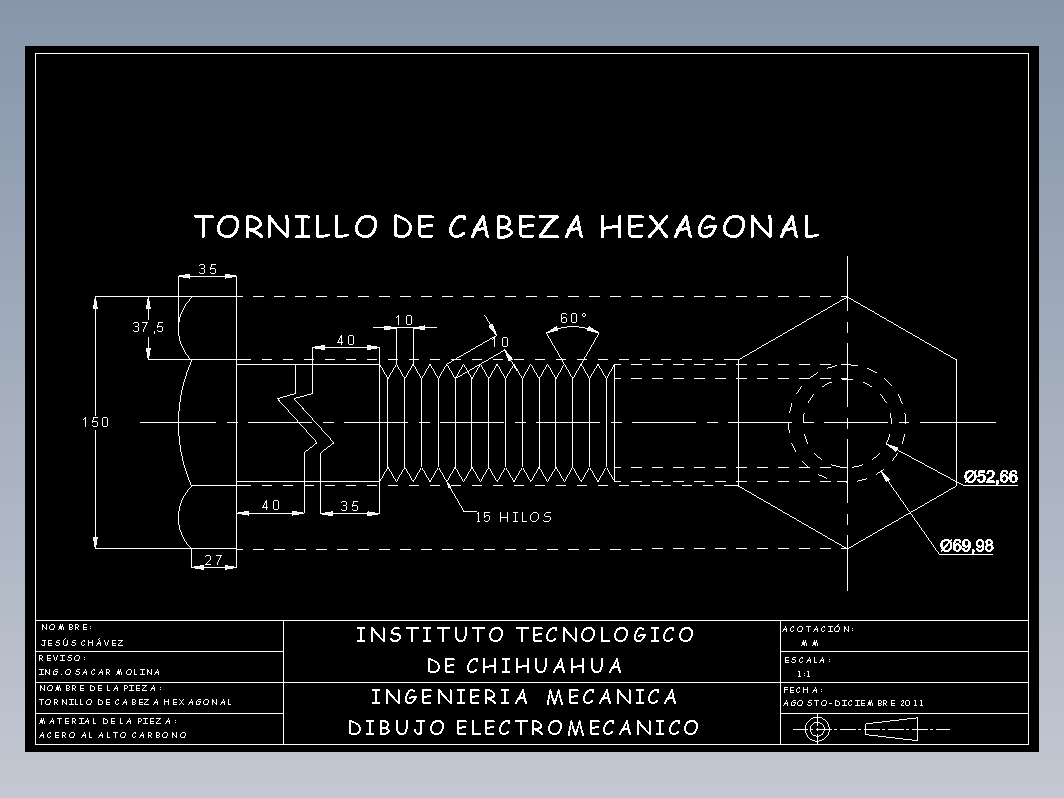 六角头螺钉（AUTOCAD和.DXF）