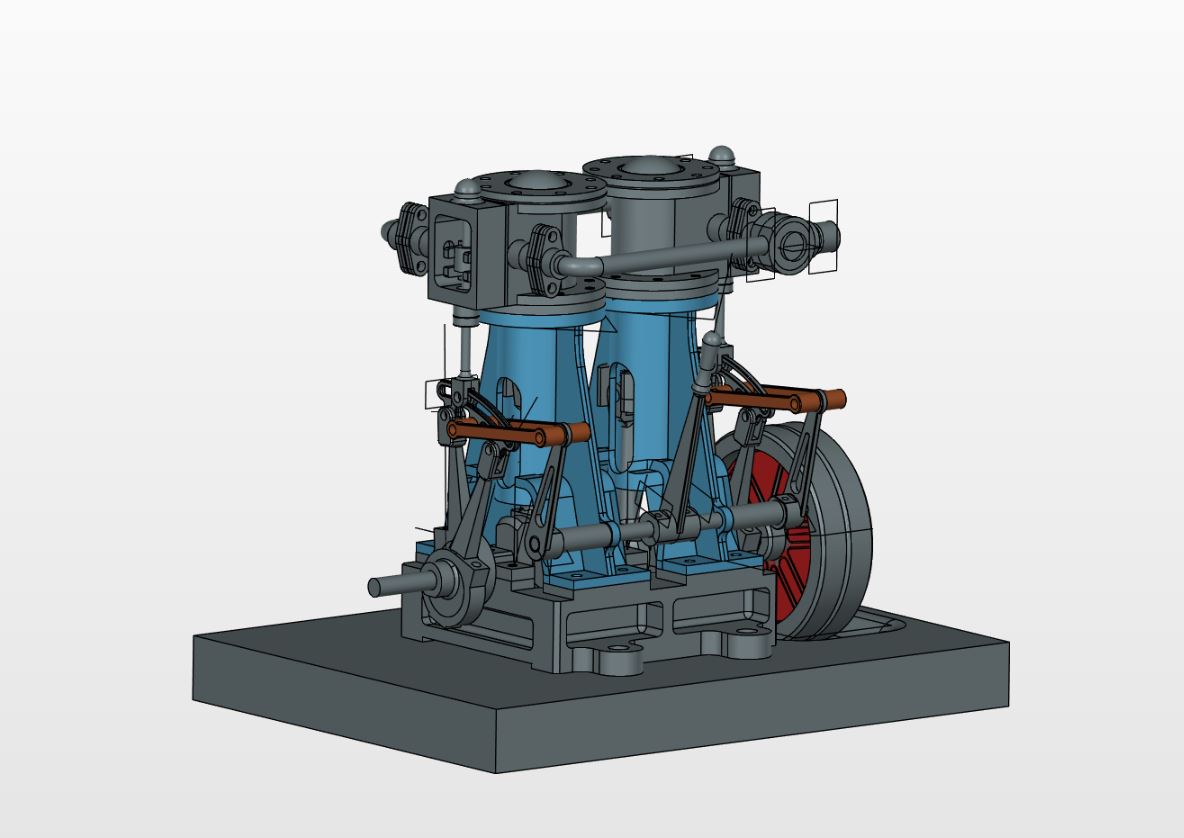 miniature steam小型双缸蒸汽机引擎