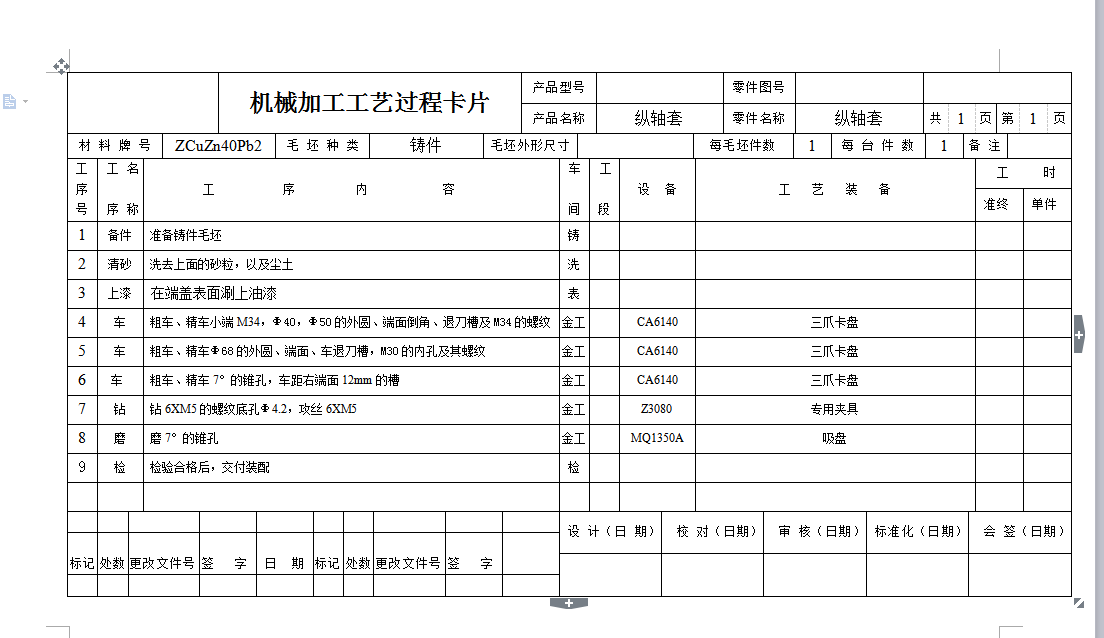 纵轴套零件的工艺规程及钻、攻6-M5-7H螺纹的工装夹具设计