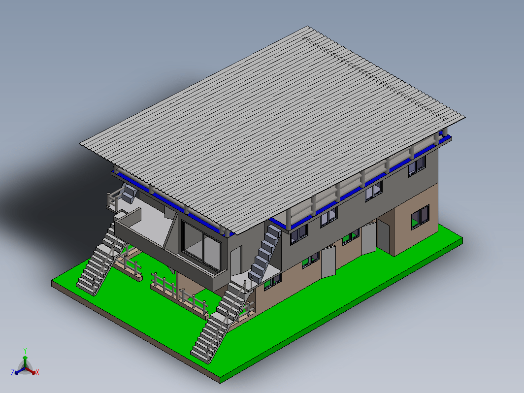 3d House plan二层别墅