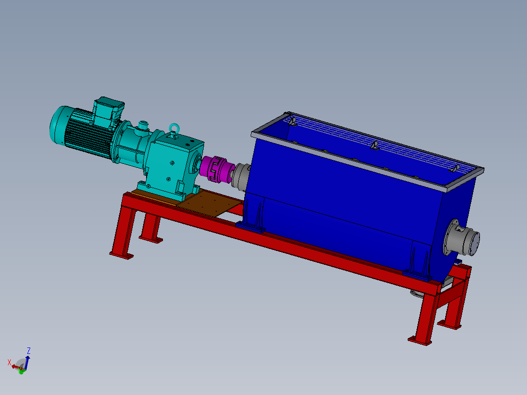 双螺旋带卧式搅拌机3D