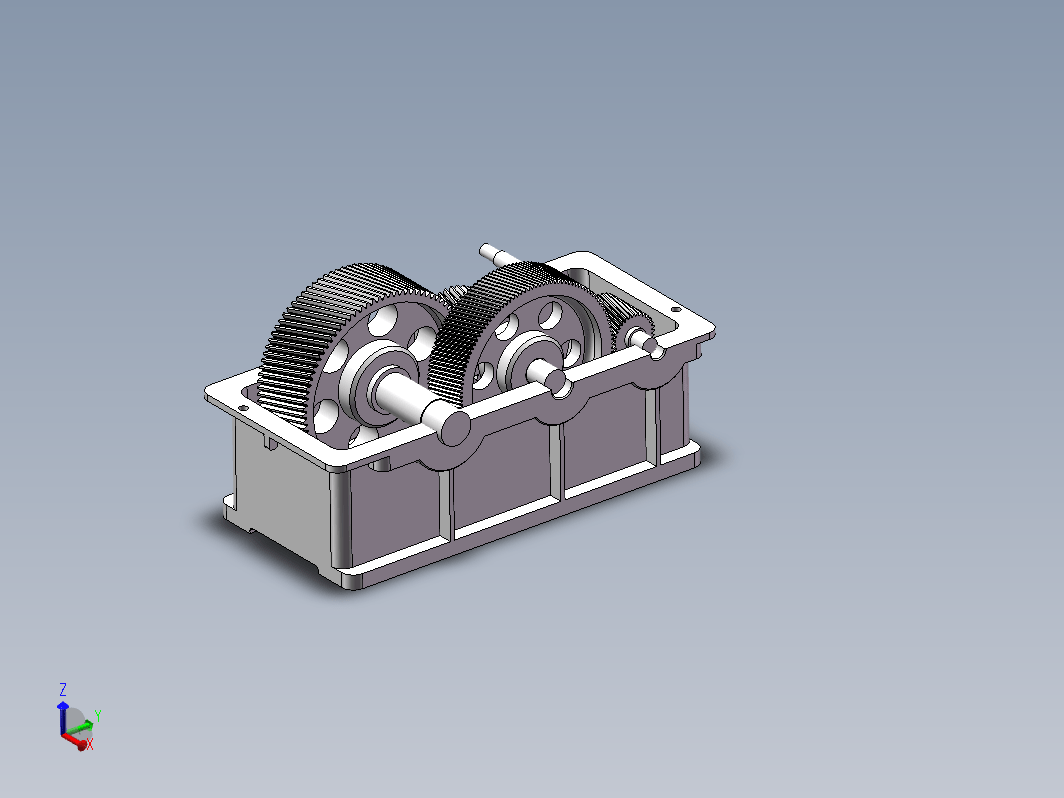 二级斜齿减速器三维