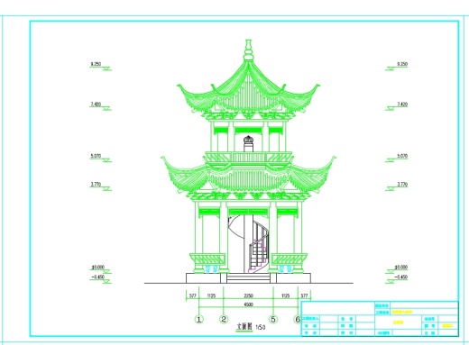 4.5m真双层六角亭CAD图纸缩略图