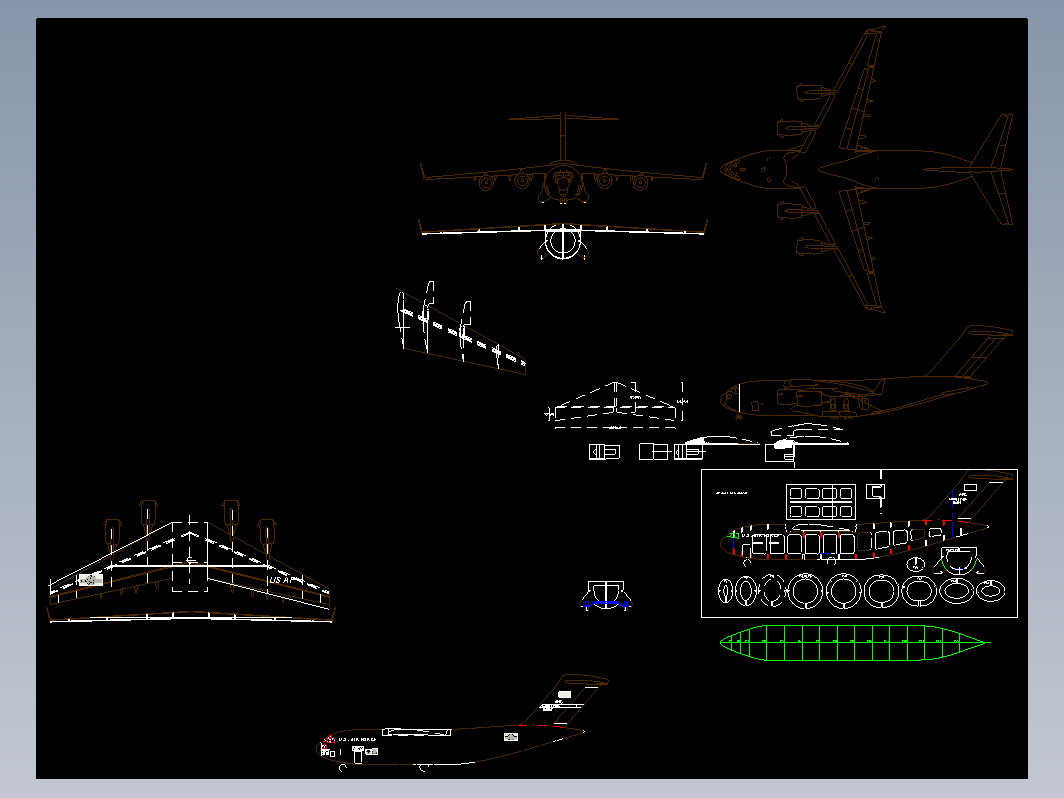 C-17运输机航模制作图纸 dwg pdf格式