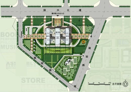 海南图书馆带外观效果图【CAD JPG DOC】缩略图