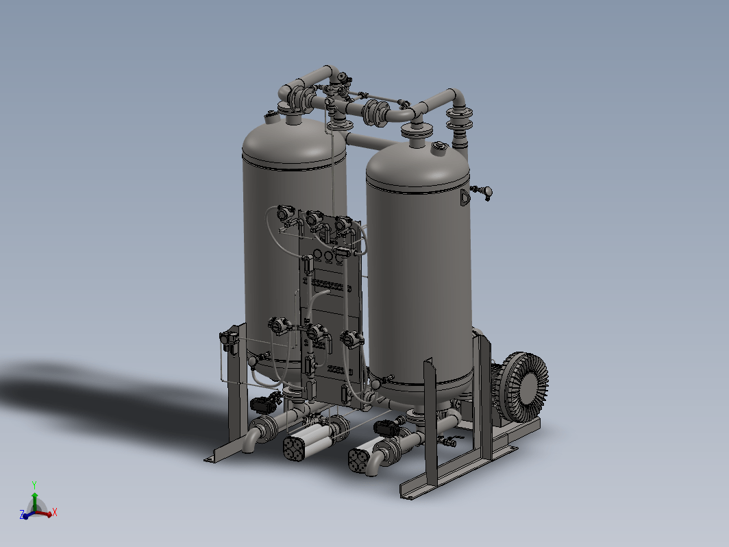 200USG干燥器系统3D数模图纸 Solidworks设计
