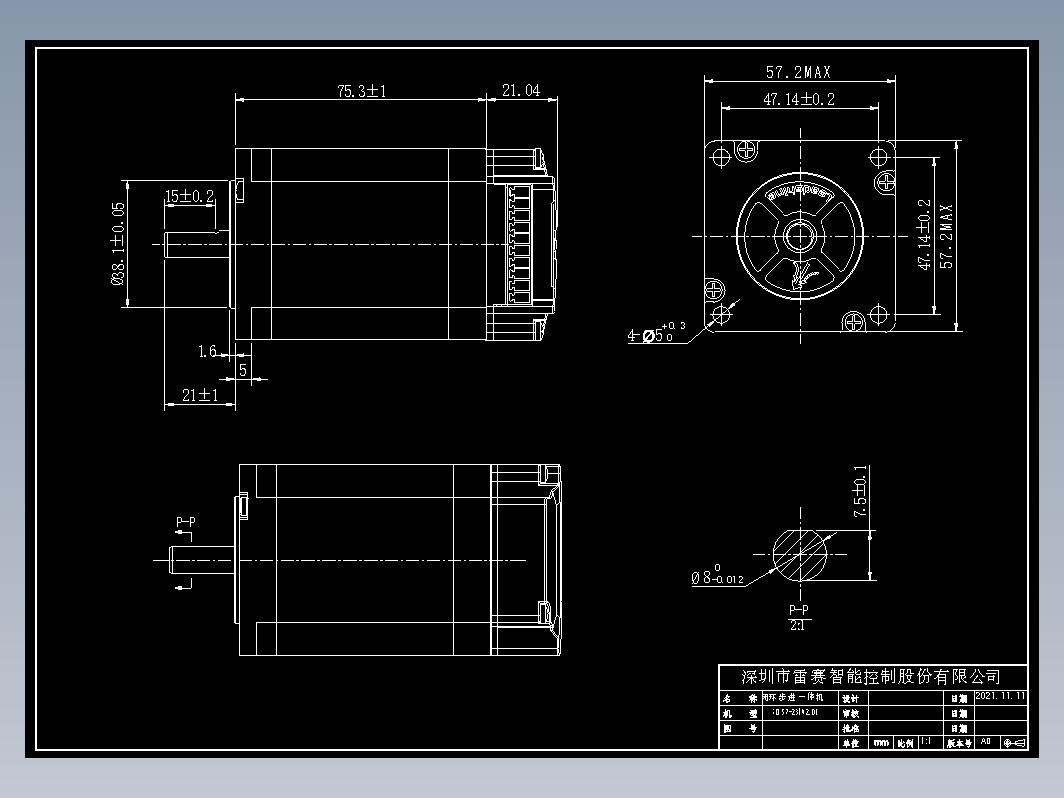 雷赛iCL57系列一体式电机2D图纸-CAD