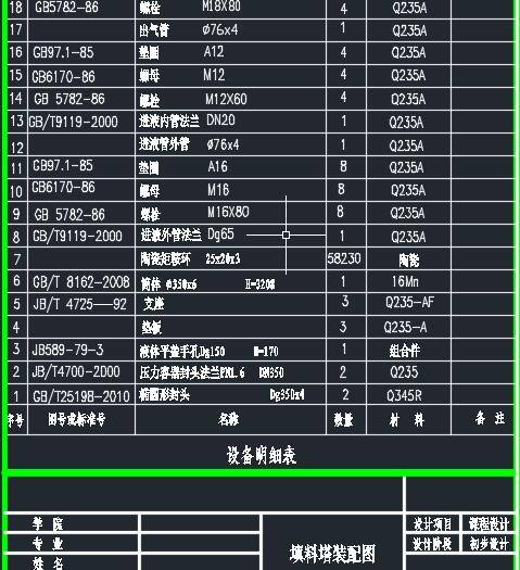氨气吸收填料塔CAD图缩略图