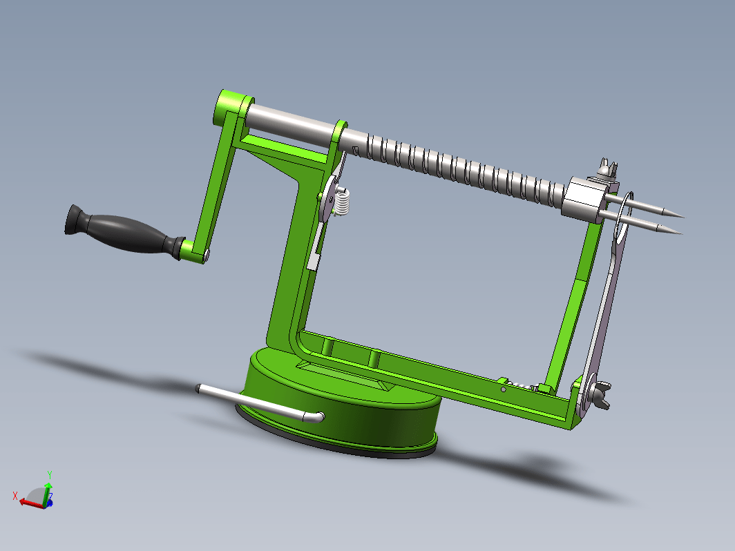 苹果削皮机的设计三维SW2012带参+CAD+说明书