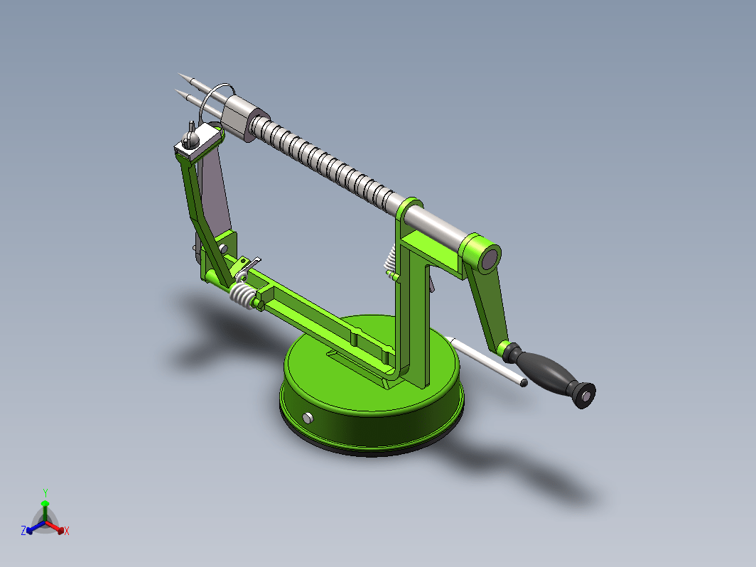 苹果削皮机的设计三维SW2012带参+CAD+说明书